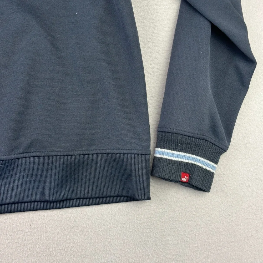 VTG Y2K Puma Track Jacket Mens XL Navy Blue Athletic Full Zip Striped Trim Logo‎
